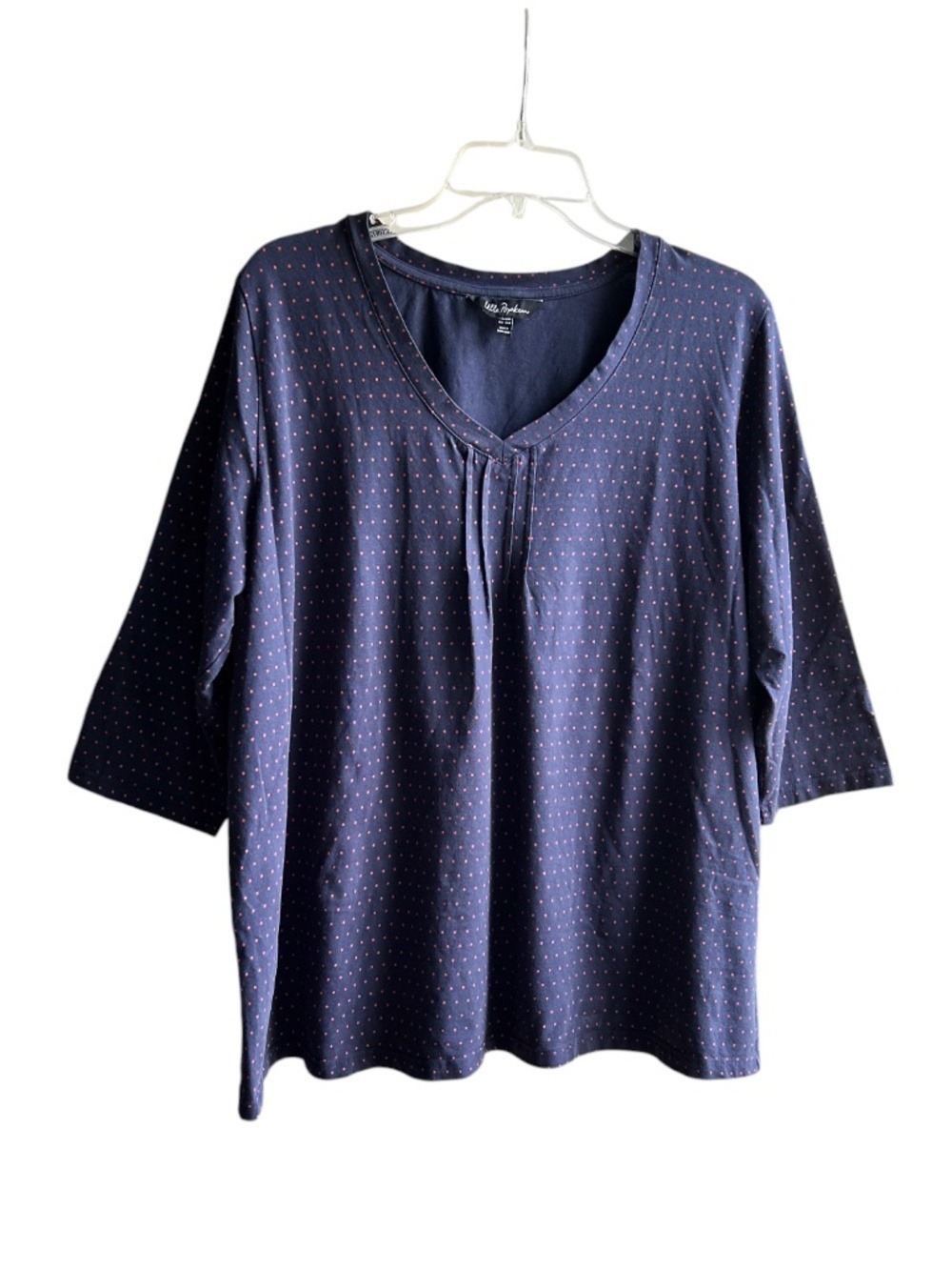 Ulla Popken Organic Cotton 3/4 Sleeve Crew Neck Top